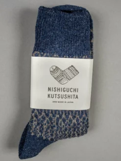 Nishiguchi Kutsushita Wool Jacquard Socks Navy