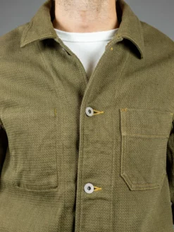ONI Denim 03100-OLVDR Sashiko Dobby Coverall Jacket Olive Drab