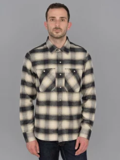 NEW ARRIVALS Rogue Territory BM Shirt Natural Brushed Plaid