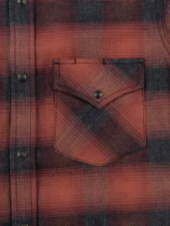 Rogue Territory Western Shirt Brick Red Brushed Plaid