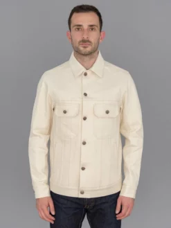 NEW ARRIVALS Rogue Territory 14oz Cruiser Jacket Ecru Selvedge