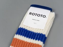 ROTOTO Coarse Ribbed Oldschool Crew Socks Blue/Orange
