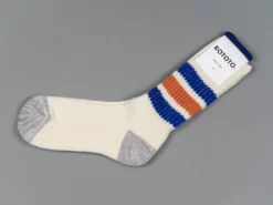 ROTOTO Coarse Ribbed Oldschool Crew Socks Blue/Orange