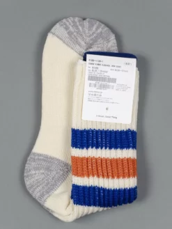 ROTOTO Coarse Ribbed Oldschool Crew Socks Blue/Orange