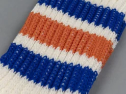 ROTOTO Coarse Ribbed Oldschool Crew Socks Blue/Orange