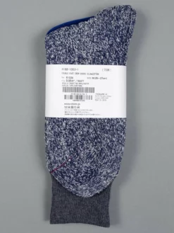 ROTOTO Double Face Crew Socks "Silk & Cotton" Dark Grey/Navy
