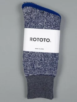 ROTOTO Double Face Crew Socks "Silk & Cotton" Dark Grey/Navy