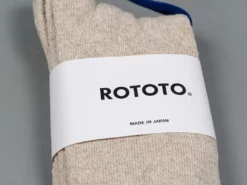 ROTOTO Double Face Crew Socks "Silk & Cotton" Green/Medium Beige 12 ROTOTO Double Face Crew Socks