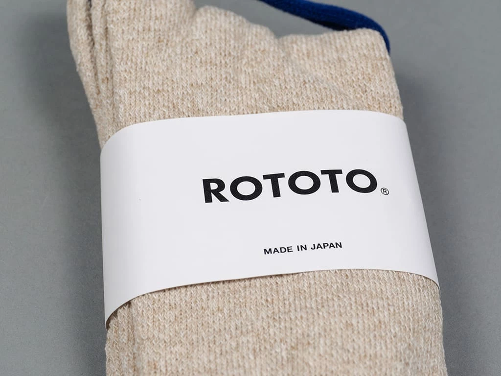 ROTOTO Double Face Crew Socks "Silk & Cotton" Green/Medium Beige 6 ROTOTO Double Face Crew Socks "Silk & Cotton" Green/Medium Beige