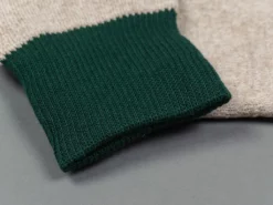 ROTOTO Double Face Crew Socks "Silk & Cotton" Green/Medium Beige 15 ROTOTO Double Face Crew Socks