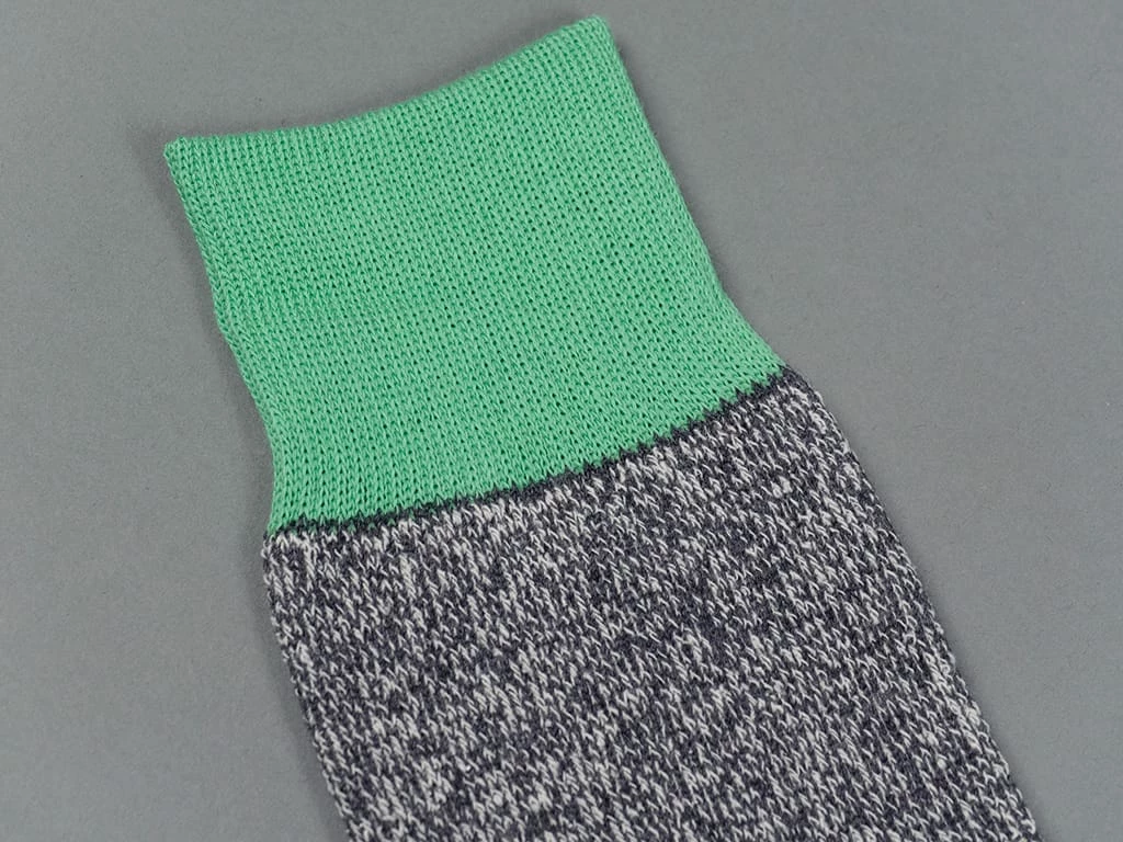 ROTOTO Double Face Crew Socks "Silk & Cotton" Mint/Grey 8 ROTOTO Double Face Crew Socks "Silk & Cotton" Mint/Grey