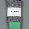 ROTOTO Double Face Crew Socks "Silk & Cotton" Mint/Grey 1 ROTOTO Double Face Crew Socks "Silk & Cotton" Mint/Grey