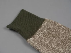 ROTOTO Double Face Crew Socks "Silk & Cotton" Olive/Dark Khaki 13 ROTOTO Double Face Crew Socks