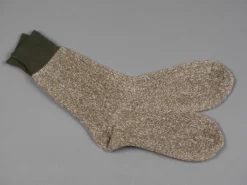 ROTOTO Double Face Crew Socks "Silk & Cotton" Olive/Dark Khaki 11 ROTOTO Double Face Crew Socks