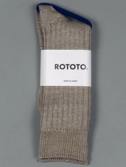ROTOTO Linen Cotton Ribbed Crew Socks Medium Grey