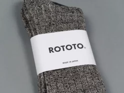 ROTOTO Linen Cotton Ribbed Crew Socks Mix Black 13 ROTOTO Linen Cotton Ribbed Crew Socks Mix Black