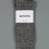 ROTOTO Linen Cotton Ribbed Crew Socks Mix Black 2 ROTOTO Linen Cotton Ribbed Crew Socks Mix Black