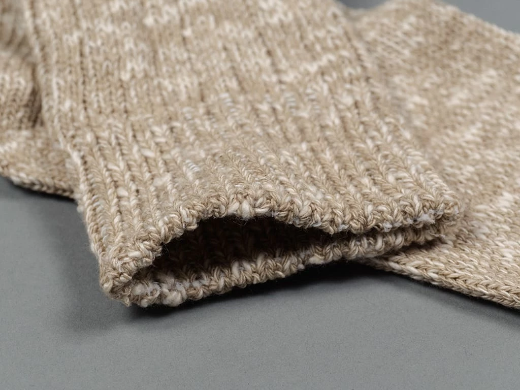 ROTOTO Low Gauge Slub Crew Socks Beige 10 ROTOTO Low Gauge Slub Crew Socks Beige