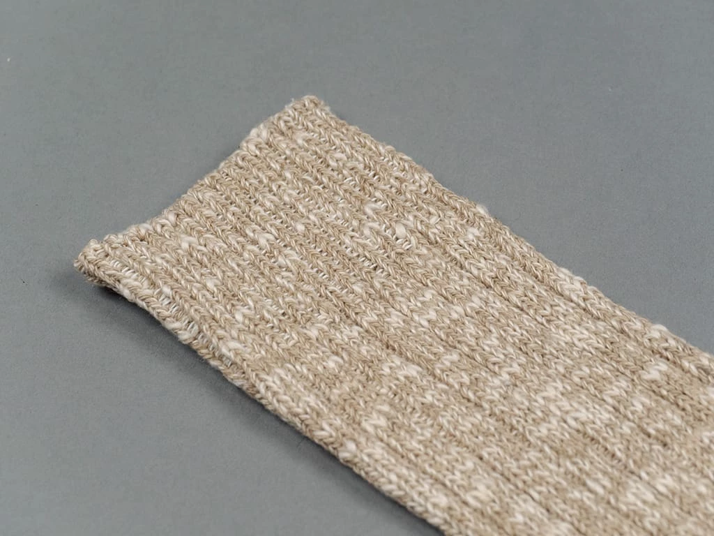 ROTOTO Low Gauge Slub Crew Socks Beige 8 ROTOTO Low Gauge Slub Crew Socks Beige