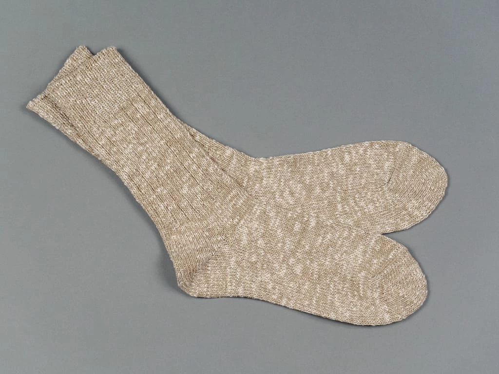 ROTOTO Low Gauge Slub Crew Socks Beige 5 ROTOTO Low Gauge Slub Crew Socks Beige