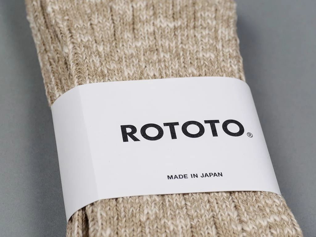 ROTOTO Low Gauge Slub Crew Socks Beige 6 ROTOTO Low Gauge Slub Crew Socks Beige