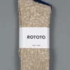ROTOTO Low Gauge Slub Crew Socks Beige 2 ROTOTO Low Gauge Slub Crew Socks Beige