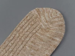 ROTOTO Organic Cotton Daily 3 Pack Ribbed Crew Socks Ecru/Brown