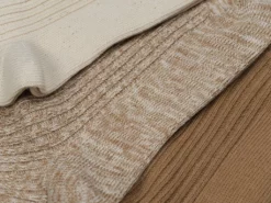 ROTOTO Organic Cotton Daily 3 Pack Ribbed Crew Socks Ecru/Brown