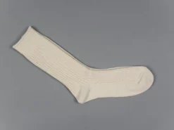 ROTOTO Organic Cotton Daily 3 Pack Ribbed Crew Socks Ecru/Brown