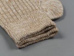 ROTOTO Organic Cotton Daily 3 Pack Ribbed Crew Socks Ecru/Brown