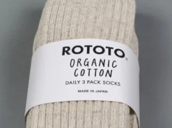 ROTOTO Organic Cotton Daily 3 Pack Ribbed Crew Socks Ecru/Grey 15 ROTOTO Organic Cotton Daily 3 Pack Ribbed Crew Socks Ecru/Grey