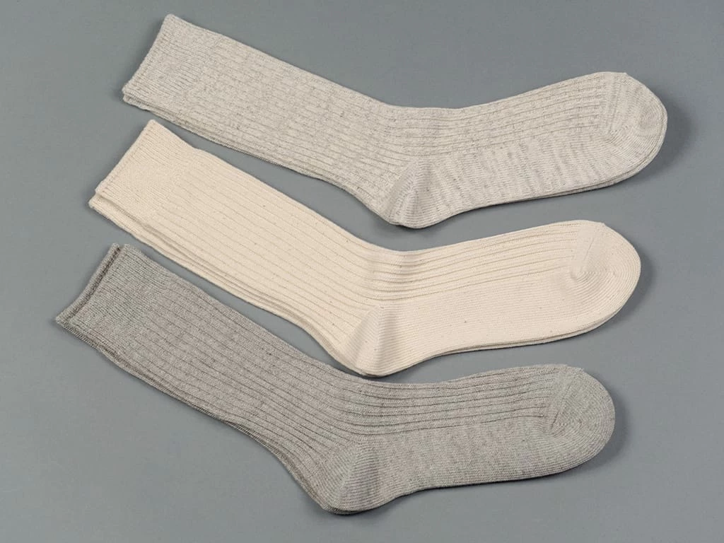 ROTOTO Organic Cotton Daily 3 Pack Ribbed Crew Socks Ecru/Grey 5 ROTOTO Organic Cotton Daily 3 Pack Ribbed Crew Socks Ecru/Grey