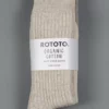 ROTOTO Organic Cotton Daily 3 Pack Ribbed Crew Socks Ecru/Grey