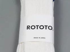ROTOTO O.S. Ribbed Crew Socks White/Navy/Yellow
