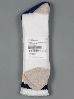 ROTOTO O.S. Ribbed Crew Socks White/Navy/Yellow