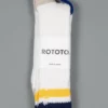 ROTOTO O.S. Ribbed Crew Socks White/Navy/Yellow