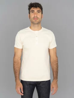 Samurai Jeans SJST-SC02 Japanese Cotton Henley T-Shirt Natural