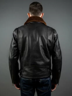 Shangri-La Heritage "Varenne" Fur Collar Black Leather Jacket