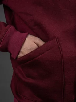 Stevenson Overall Co. Detachable Hooded Athletic Jacket Burgundy