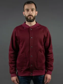 Stevenson Overall Co. Detachable Hooded Athletic Jacket Burgundy