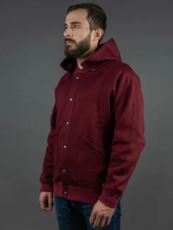 Stevenson Overall Co. Detachable Hooded Athletic Jacket Burgundy