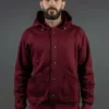 Stevenson Overall Co. Detachable Hooded Athletic Jacket Burgundy