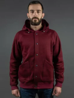 Stevenson Overall Co. Detachable Hooded Athletic Jacket Burgundy