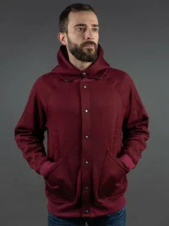 Stevenson Overall Co. Detachable Hooded Athletic Jacket Burgundy