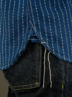 STUDIO D´ARTISAN Studio D'Artisan Indigo Wabash Band Collar Shirt