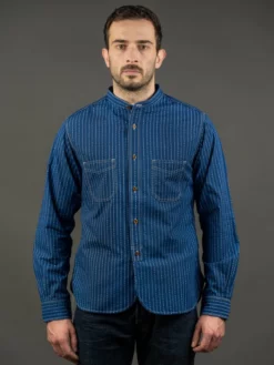 STUDIO D´ARTISAN Studio D'Artisan Indigo Wabash Band Collar Shirt