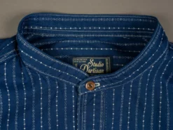 STUDIO D´ARTISAN Studio D'Artisan Indigo Wabash Band Collar Shirt