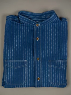 STUDIO D´ARTISAN Studio D'Artisan Indigo Wabash Band Collar Shirt