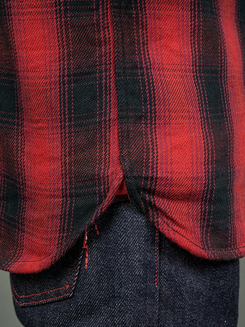 The Flat Head Ombré Flannel Shirt Red 9 The Flat Head Ombré Flannel Shirt Red