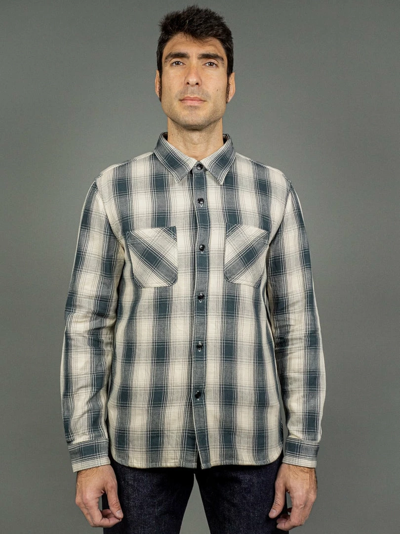 The Flat Head Ombré Flannel Shirt Ivory 4 The Flat Head Ombré Flannel Shirt Ivory